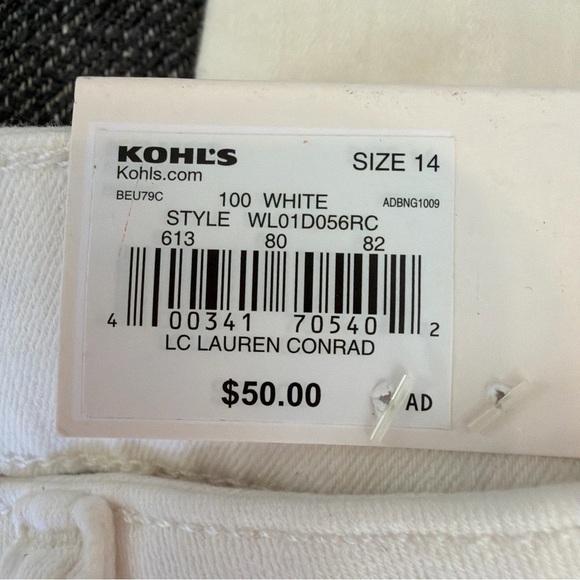 NWT Lauren Conrad Jeans Women’s Size 14 Ivory White Mid Rise Skinny Crop Calf - Picture 6 of 10